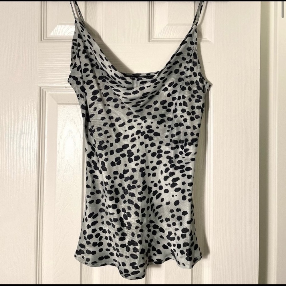 Zara Mint Green Leopard Print Cowl Neck Tank